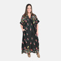 Anthony Richards Black Multi Floral Zip Front House Dress - One Size Fits up to XXL - Sticky add to cart bar