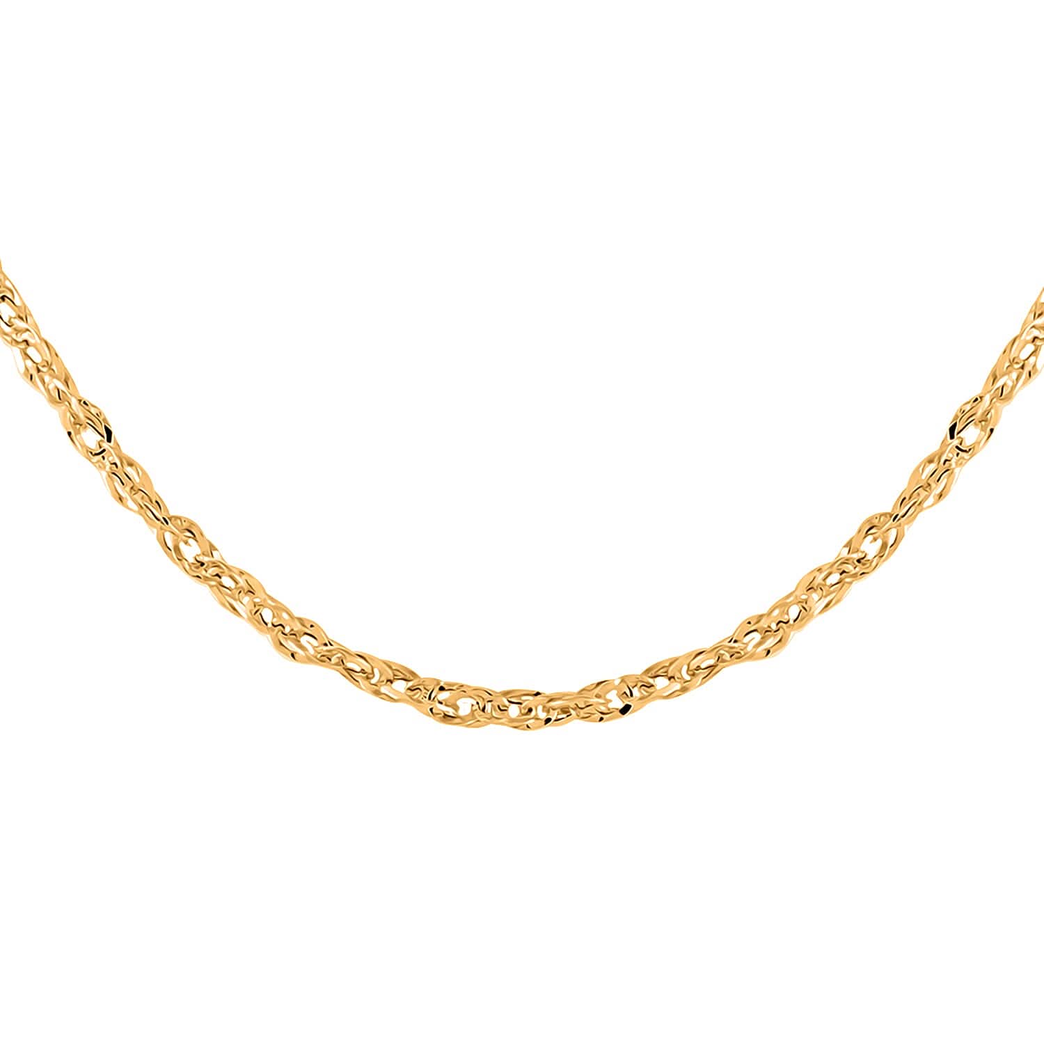 Gold Singapore Chain Necklace, Italian 18K Yellow Gold Necklace, Gold Singapore Necklace, 18 Inch Necklace 1.40 Grams