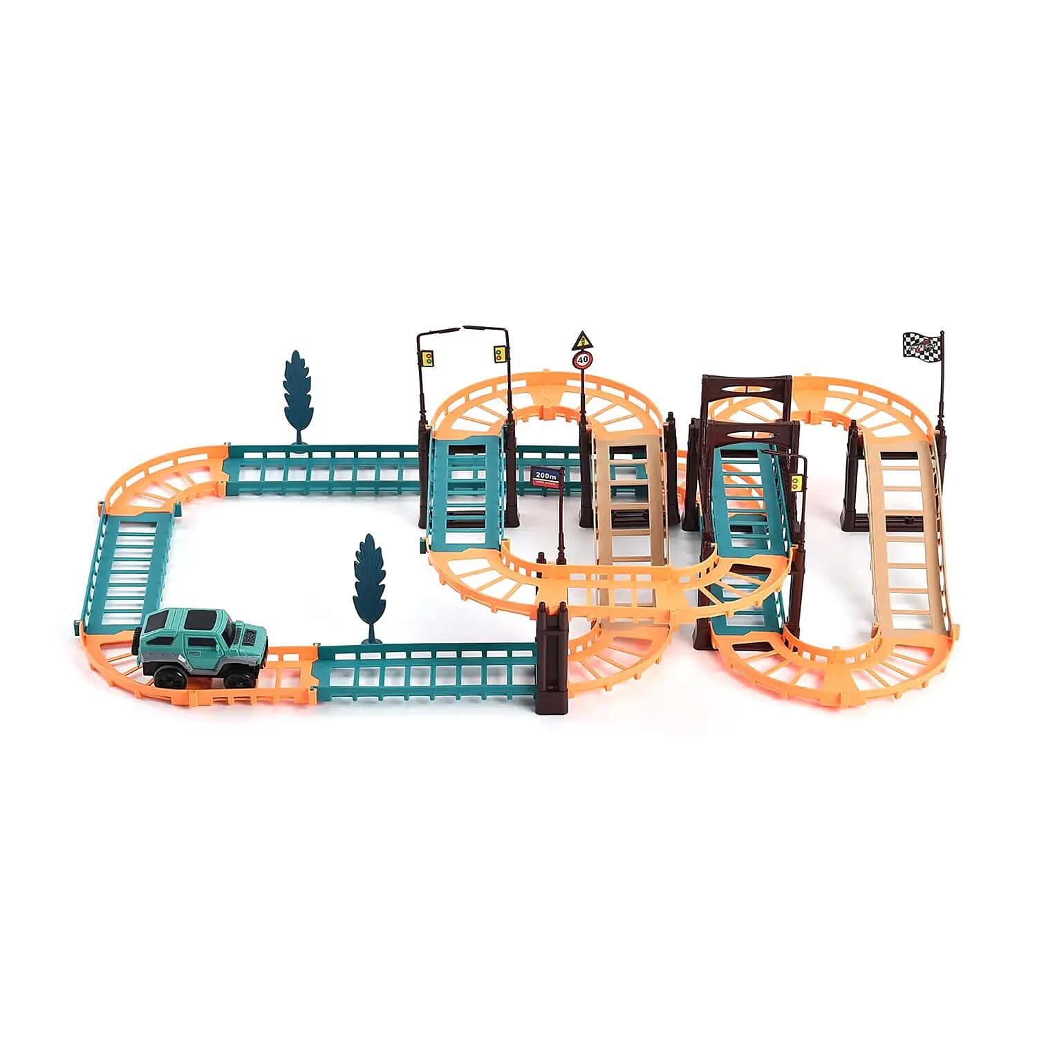 Set of 44pcs Parent-child Interactive Pattern Track, 1 Car and 2 Spaceman (1xAA Battery Not Included)