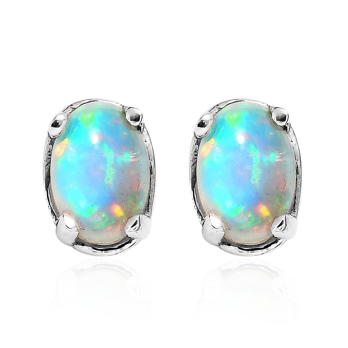 Premium Ethiopian Welo Opal Earrings in Platinum Over Sterling Silver 0.65 ctw