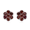 Orissa Rhodolite Garnet Floral Stud Earrings in Platinum Over Sterling Silver 1.25 ctw - Sticky add to cart bar