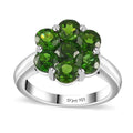 Chrome Diopside Floral Ring in Platinum Over Sterling Silver (Size 6.0) 3.10 ctw - Sticky add to cart bar