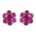 Niassa Ruby (FF) Floral Stud Earrings in Platinum Over Sterling Silver 2.50 ctw - Sticky add to cart bar