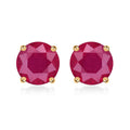 Luxoro 14K Yellow Gold Premium Niassa Ruby (FF) Solitaire Stud Earrings 3.85 ctw - Sticky add to cart bar