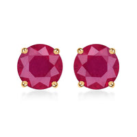 Luxoro 14K Yellow Gold Premium Niassa Ruby (FF) Solitaire Stud Earrings 3.85 ctw