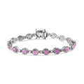 Ilakaka Hot Pink Sapphire (FF) and White Zircon Bracelet in Platinum Over Sterling Silver (7.25 In) 14.10 ctw - Sticky add to cart bar