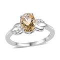 Brazilian Citrine and White Zircon Ring in Platinum Over Sterling Silver (Size 6.0) 1.15 ctw - Sticky add to cart bar