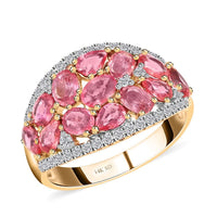Modani 14K Yellow Gold Beryllium Treated Padparadscha Sapphire and Diamond Ring 2.65 ctw