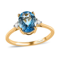 Gemstone and Diamond Royal Trio Ring in Sterling Silver