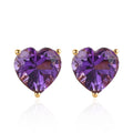 Amethyst Heart Stud Earrings in Vermeil Yellow Gold Over Sterling Silver 5.10 ctw - Sticky add to cart bar