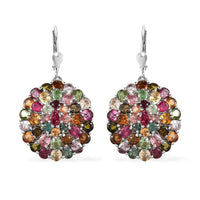 Multi-Tourmaline Earrings in Platinum Over Sterling Silver 10.25 ctw