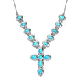 Sleeping Beauty Turquoise Cross Necklace 18 Inches in Platinum Over Sterling Silver 8.75 ctw - Sticky add to cart bar