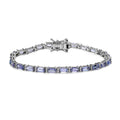 Tanzanite and Moissanite Tennis Bracelet in Platinum Over Sterling Silver (6.50 In) 7.30 ctw - Sticky add to cart bar