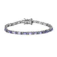 Tanzanite and Moissanite Tennis Bracelet in Platinum Over Sterling Silver (6.50 In) 7.30 ctw