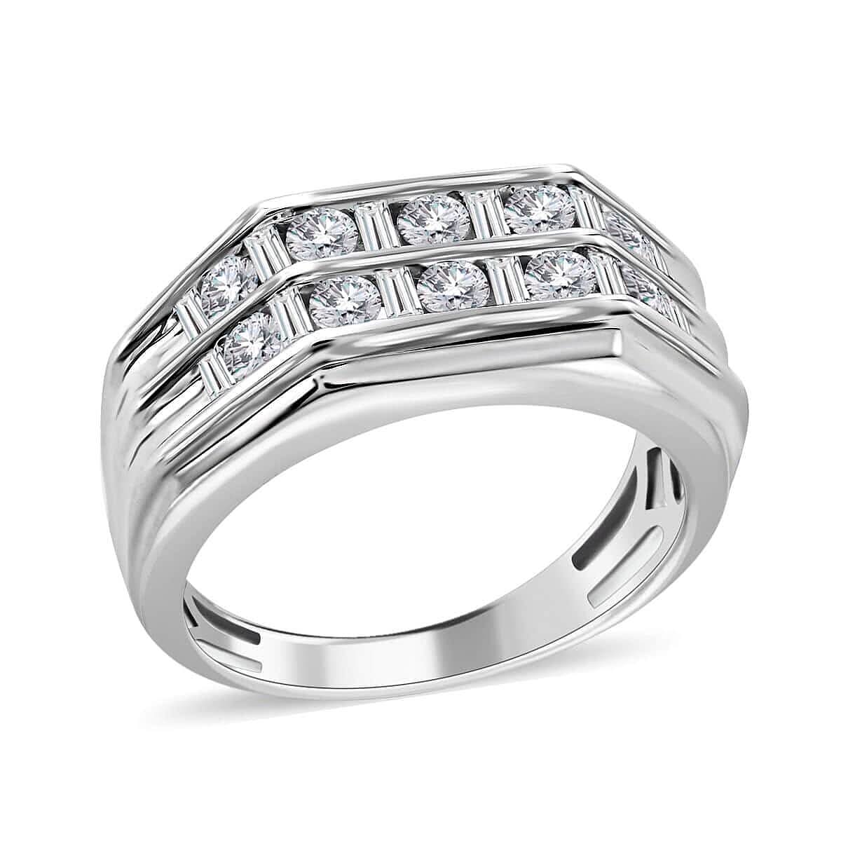 NY Closeout 10K White Gold J-K SI2- SI3 Diamond Band Ring 7.75 Grams 1.00 ctw