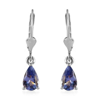 Tanzanite Lever Back Earrings in Platinum Over Sterling Silver 1.40 ctw