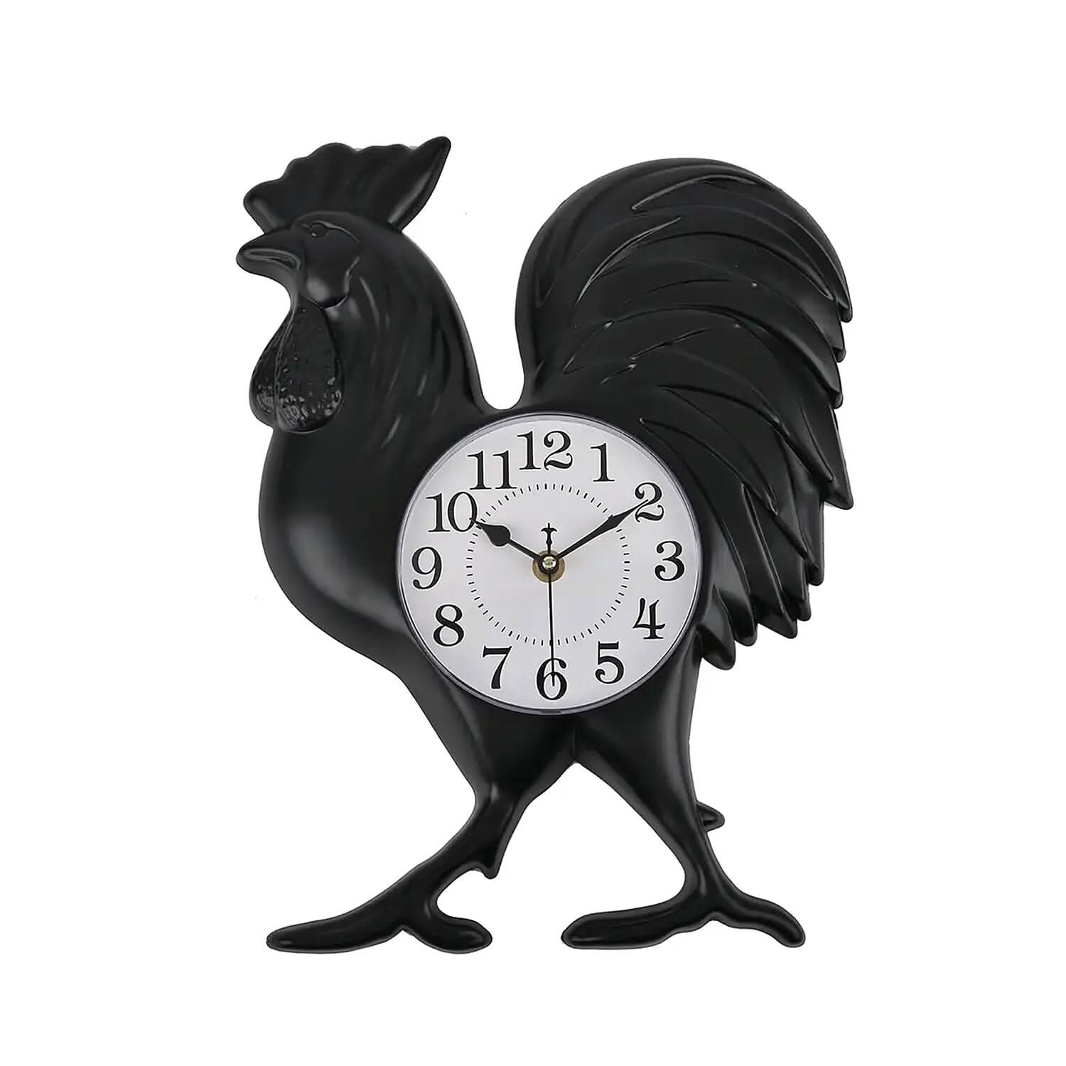 Black Rooster Shaped Wall Clock (14"x10.75") (1xAA Battery Not Included)
