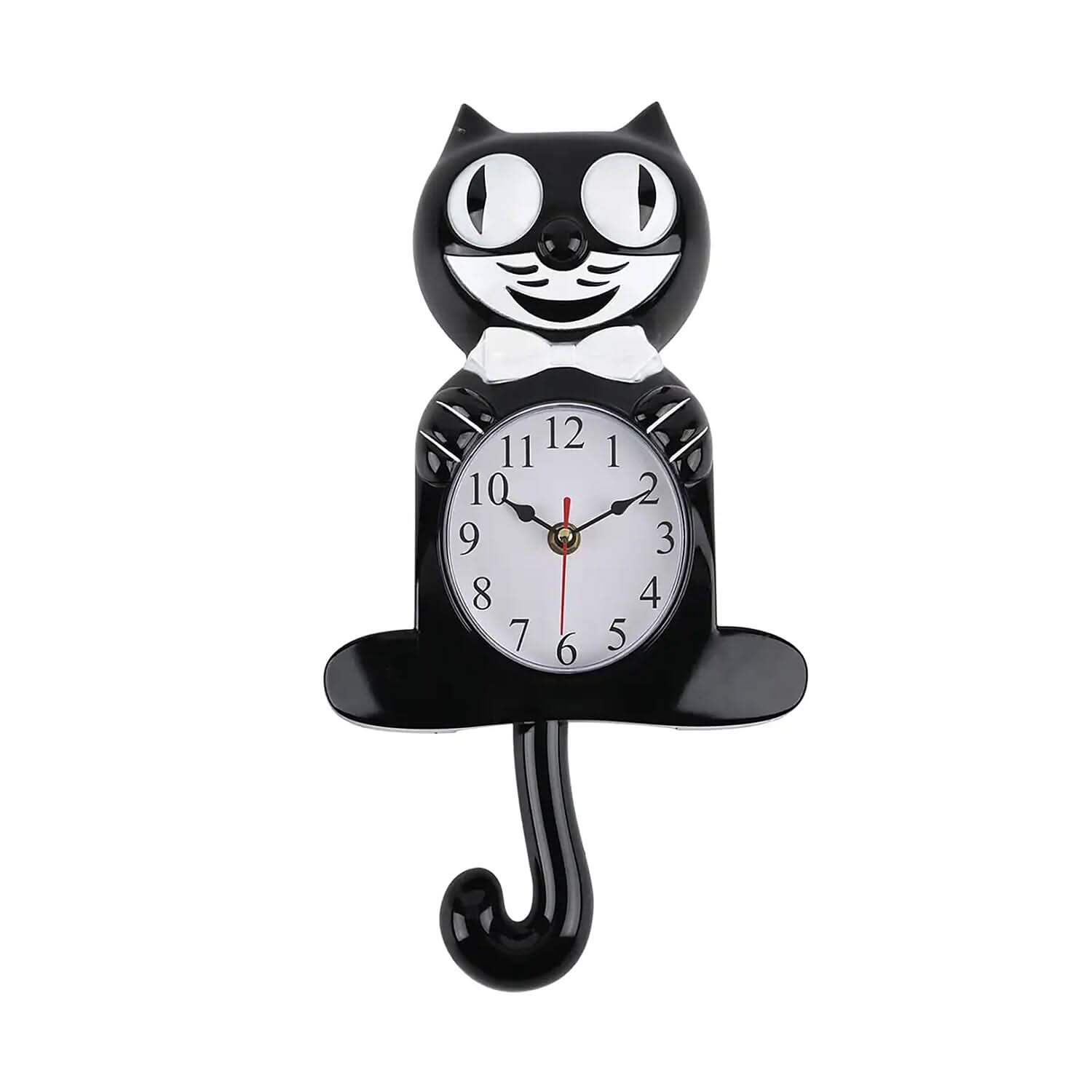Black Cat Shaped Wall Clock with Moving Tail (14.96"x7.95"x2.24") (1xAA Battery Not Included)