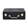 Snake Skin Pattern Faux Leather 2 pcs Jewelry Box Set with Multi Section and Mirror - Black (9.25"x7.28"x3.35") - Sticky add to cart bar