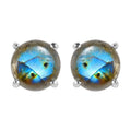 Malagasy Labradorite 5.15 ctw Solitaire Stud Earrings in Sterling Silver - Sticky add to cart bar