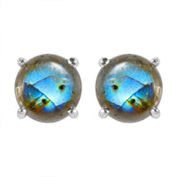Malagasy Labradorite 5.15 ctw Solitaire Stud Earrings in Sterling Silver