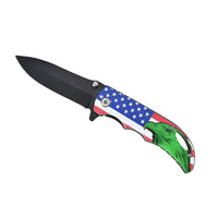 Portable Flag Printed Pattern Folding Knife with Black Blade (Stainless Steel)