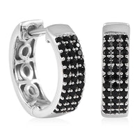 Thai Black Spinel Hoop Earrings in Platinum Over Sterling Silver 0.75 ctw