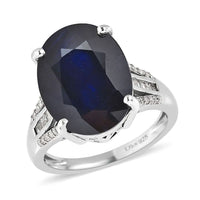 Masoala Sapphire (FF) and Diamond Ring in Platinum Over Sterling Silver (Size 10.0) 14.85 ctw