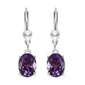 Premium Uruguayan Amethyst Lever Back Earrings in Platinum Over Sterling Silver 2.40 ctw - Sticky add to cart bar