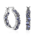 Tanzanite and White Zircon Inside Out Hoop Earrings in Platinum Over Sterling Silver 3.75 ctw - Sticky add to cart bar