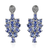 Tanzanite and White Zircon Earrings in Platinum Over Sterling Silver 3.60 ctw