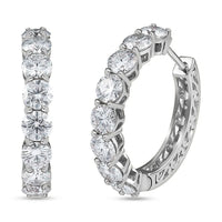 D'Joy White Moissanite (Rnd 5mm) Earrings in Rhodium Over Sterling Silver 7.60 ctw