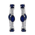 Madagascar Blue Sapphire (DF) and White Zircon Hoop Earrings in Platinum Over Sterling Silver 4.85 ctw - Sticky add to cart bar
