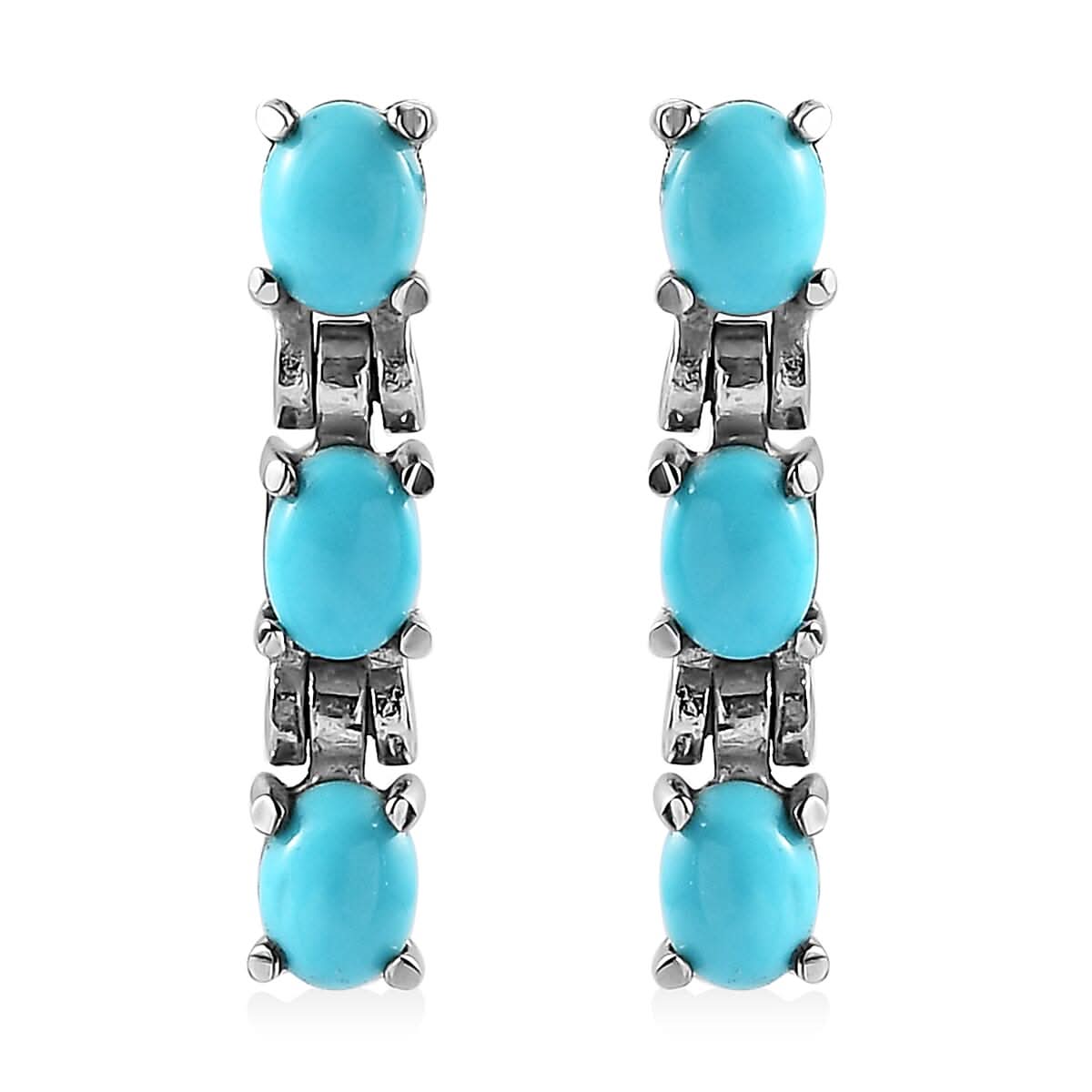 Sleeping Beauty Turquoise Dangle Earrings in Stainless Steel 1.00 ctw