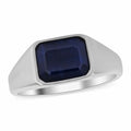 Madagascar Blue Sapphire (DF) and Moissanite Sunburst Ring in Platinum Over Sterling Silver 6.60 ctw - Sticky add to cart bar