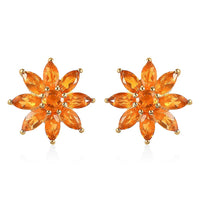 Jalisco Fire Opal Floral Stud Earrings in Vermeil Yellow Gold Over Sterling Silver 1.65 ctw