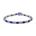 Madagascar Blue Sapphire (DF) and Ethiopian Welo Opal Bracelet in Platinum Over Sterling Silver (6.50 In) 11.10 ctw - Sticky add to cart bar