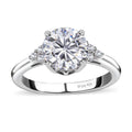 Moissanite (Rnd 8mm) Ring in Platinum Over Sterling Silver (Size 6.0) 1.80 ctw - Sticky add to cart bar
