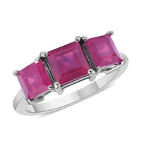 Niassa Ruby (FF) 3 Stone Ring in Platinum Over Sterling Silver 3.50 ctw