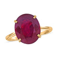 Luxoro 10K Yellow Gold Premium Niassa Ruby (FF) Solitaire Ring 6.50 ctw - Sticky add to cart bar