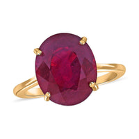 Luxoro 10K Yellow Gold Premium Niassa Ruby (FF) Solitaire Ring 6.50 ctw