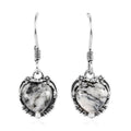 Artisan Crafted White Buffalo Heart Dangle Earrings in Sterling Silver 5.40 ctw - Sticky add to cart bar