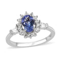 Tanzanite and White Zircon Ring in Platinum Over Sterling Silver 1.40 ctw - Sticky add to cart bar