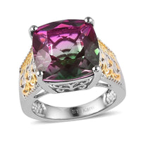 Karis Watermelon Quartz (Triplet) Solitaire Ring in 18K YG Plated and Platinum Bond 7.20 ctw