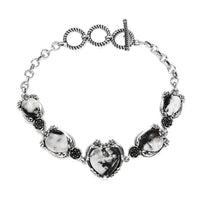 Artisan Crafted White Buffalo Toggle Clasp Heart Bracelet in Sterling Silver (7.25 In) 23.75 ctw