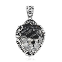 D'Joy Artisan Crafted White Buffalo Solitaire Pendant in Sterling Silver 37.90 ctw