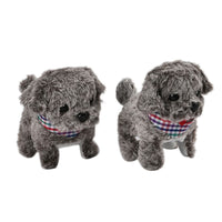 White and Pink Electric Plush Dog- 2pcs Set (7.48"x6.3"x3.93") (2xAA Battery Not Included)