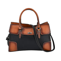 Black Faux Leather Crossbody Bag (14.6"x4.7"x10") with Adjustable Strap