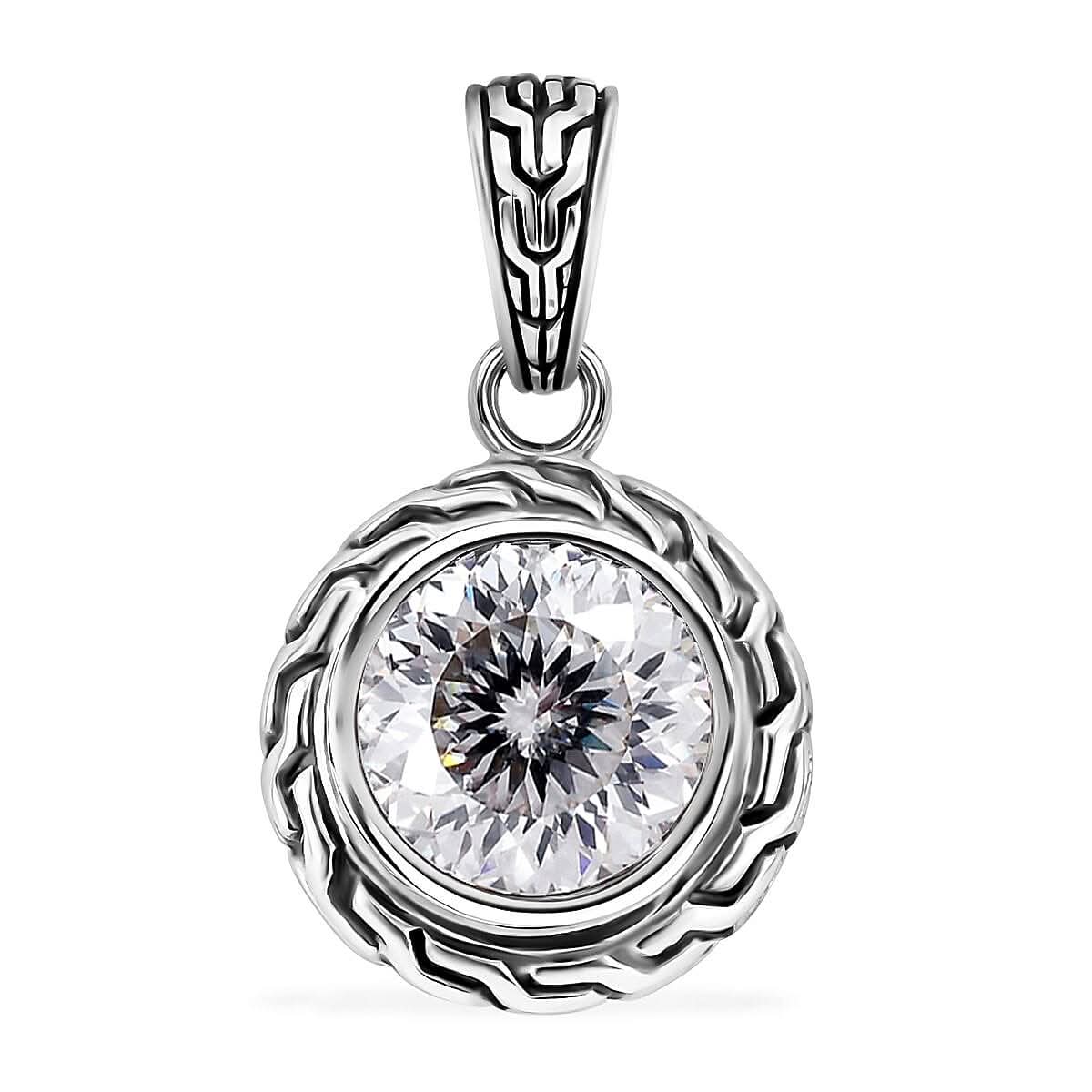 Bali Legacy 120 Facet Moissanite Pendant in Sterling Silver 3.40 ctw