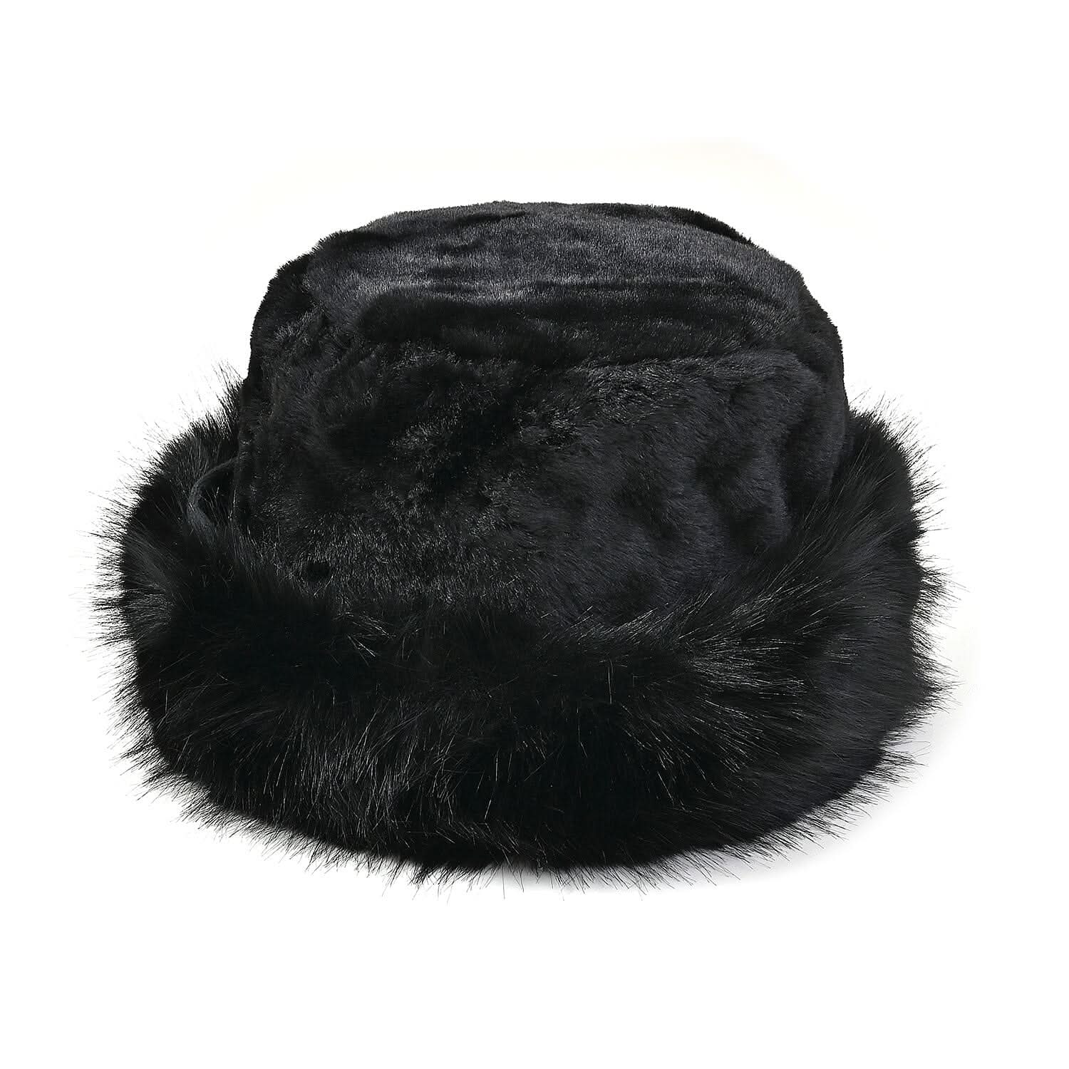 Black Faux Fur Hat - (22.84")
